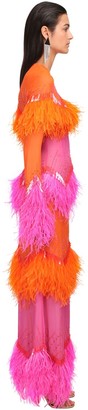 ATTICO Crepe Dress W/feathers & Sequins