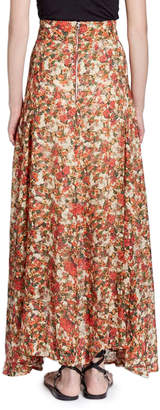 Isabel Marant Ferone Floral-Burnout Long Silk-Blend Skirt