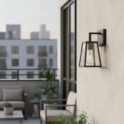 Winston Porter 1-Light Outdoor wall lighting Black Finish