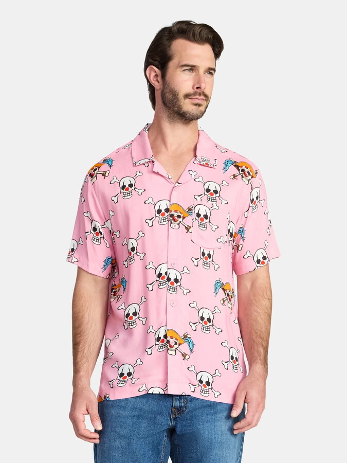 One Piece One Piece, Men's & Big Men's Graphic Button-Up Shirt, Buggy Stuck, Sizes XS-3XL