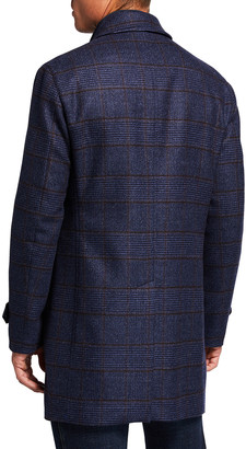 Neiman Marcus Men's Plaid Wool Topcoat