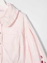 Thumbnail for your product : MonnaLisa TEEN floral-embroidered ruffle-trim jacket