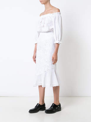 Saloni lace-embroidered dress