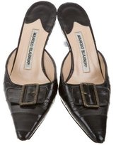 Thumbnail for your product : Manolo Blahnik Eelskin Buckle-Accented Mules