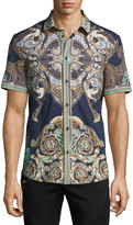 Thumbnail for your product : Versace Baroque Short-Sleeve Sport Shirt, Navy