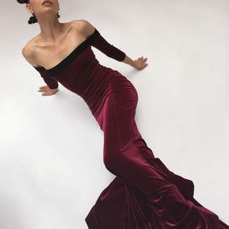 Norma Kamali Women's Off Shoulder Fishtail Gown Velvet - Burgundy