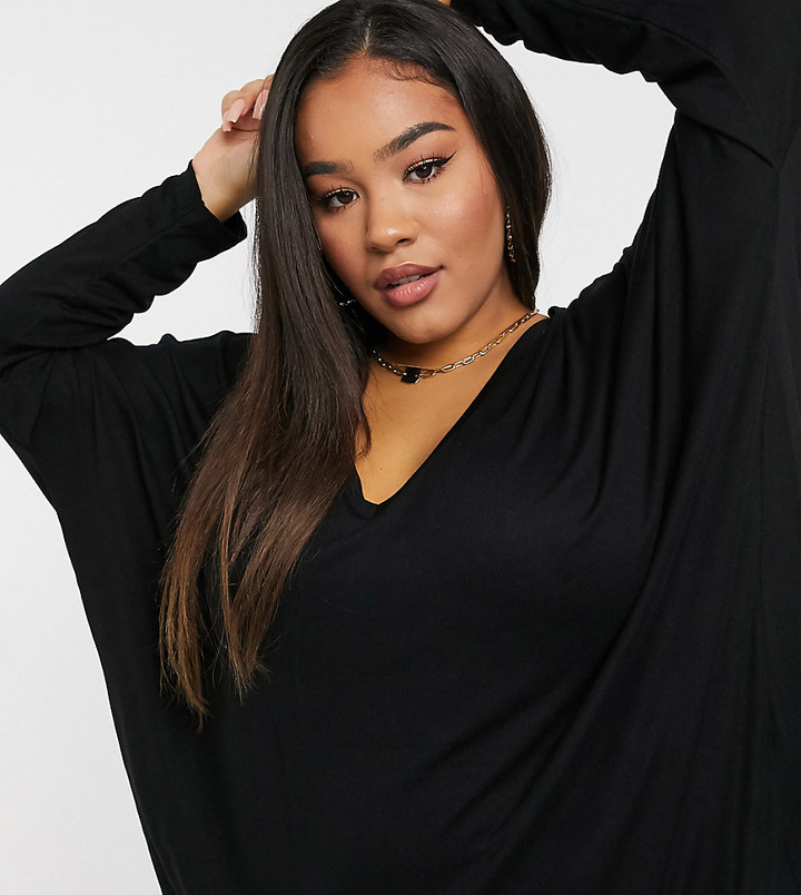 black batwing top plus size