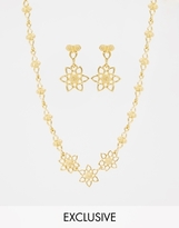 Thumbnail for your product : Susan Caplan Vintage Exclusive for Asos Vintage Exclusive For ASOS Flower Necklace & Earring Multipack - Gold