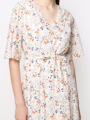 L'Autre Chose Floral-Print Ruffle-Hem Midi Dress