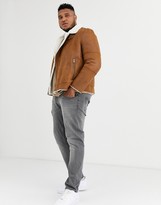 Thumbnail for your product : Burton Menswear Big & Tall shearling jacket in brown