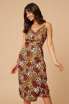 Thumbnail for your product : Girls On Film Blaze Orange Leopard-Print Satin Slip Midi Dress