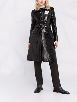 Courreges Logo-Print Lacquered-Effect Trench Coat