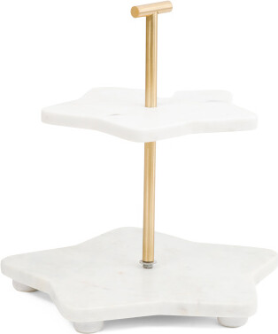 TJMAXX 12X15 Marble Cake Stand, Gold