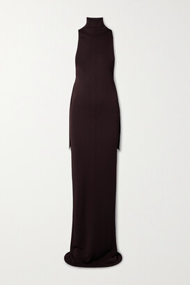 Proenza Schouler Draped Cutout Stretch-knit Turtleneck Maxi Dress - Brown