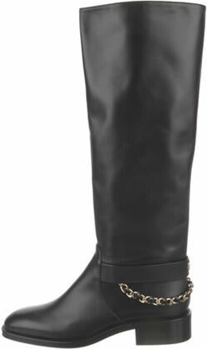 Mallo Leather Knee High Boots in Black - Chloe