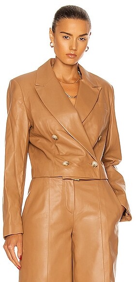 tan leather blazer