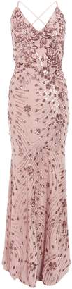 Quiz Pink Sequin Cross Back Maxi Dress
