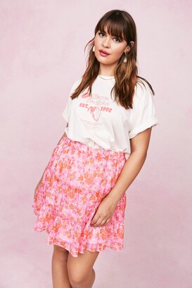 Nasty Gal Womens Plus Size Floral Print Relaxed Mini Skirt - Pink - 16
