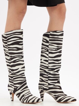 Isabel Marant Laylis Zebra-print Calf-hair Knee-high Boots - Black/white