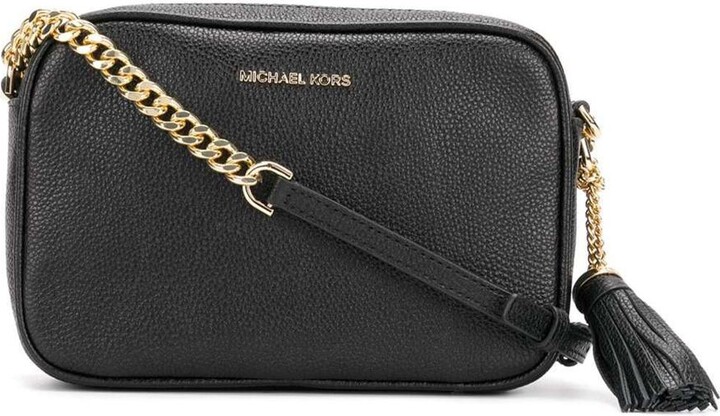 Michael Michael Kors logo-chain Leather Crossbody Bag - Black