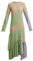 Thumbnail for your product : Loewe Gingham Panel Round Neck Dress - Womens - Beige Multi