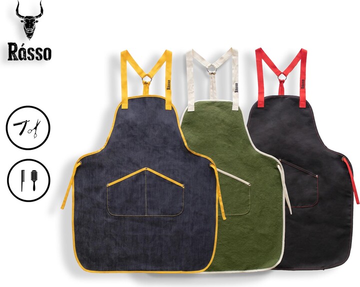 Daphne - Fabric Apron Made Of Specially Processed Canvas With 2 Fabric Pockets Pocket Cotton Straps Environmentally Friendly
