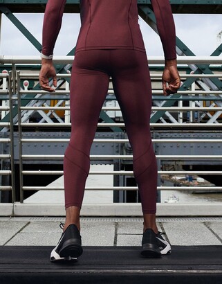 ASOS 4505 base layer leggings in burgundy heather