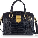 Thumbnail for your product : L.a.p.a. Blue Croco-stamped Italian Leather Doctor Bag