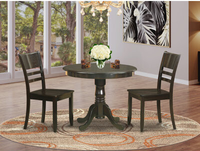 Rosalind Wheeler Dunshee 3 - Piece Rubberwood Solid Wood Dining Set