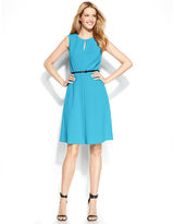 Thumbnail for your product : Calvin Klein Petite Sleeveless Keyhole Belted Dress
