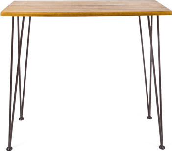 17 Stories Outdoor Wood Table - With Finish And Iron Construction Rustic Industrial Bar Support For Long-lasting Use