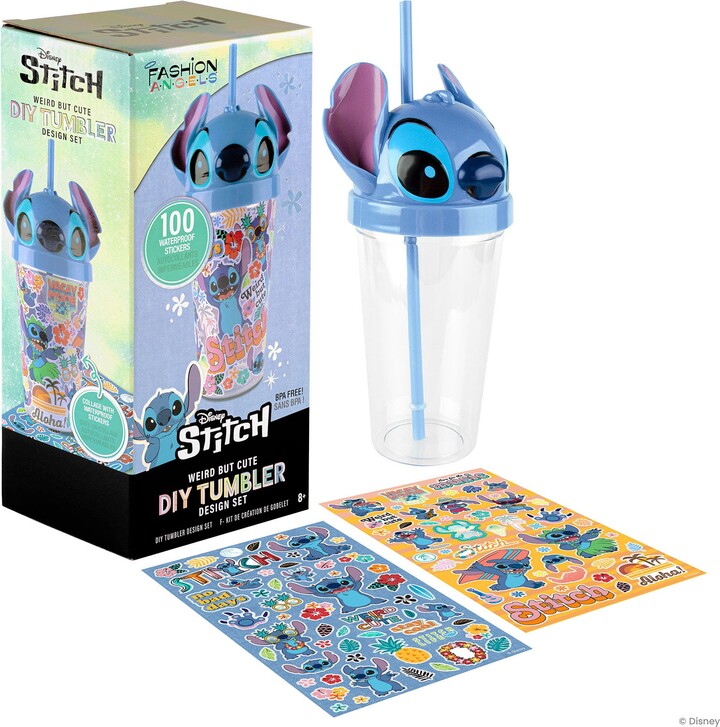 Fashion Angels Disney Stitch Tumbler Kit 16 oz Cup, 100 Stickers