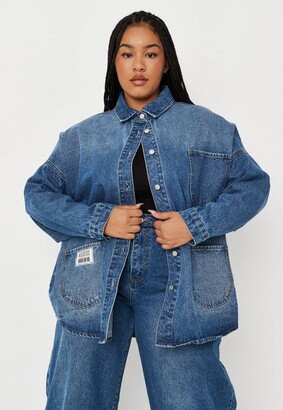 Missguided Plus Size Blue Co Ord Triple Pocket Detail Denim Shirt -  ShopStyle Long Sleeve Tops