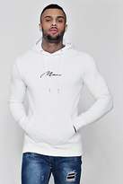 Thumbnail for your product : boohoo NEW Mens MAN Signature Embroidered Hoodie in White size Xxl