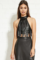 Thumbnail for your product : Forever 21 FOREVER 21+ Nightwalker Faux Leather Fringe Crop Top