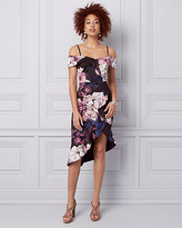Thumbnail for your product : Le Château Floral Print Cold Shoulder Ruffle Dress