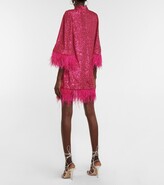 Thumbnail for your product : Rebecca Vallance Naomi feather-trimmed sequined minidress
