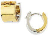 Thumbnail for your product : Tory Burch Reversible Two-Tone Logo Huggie Earrings