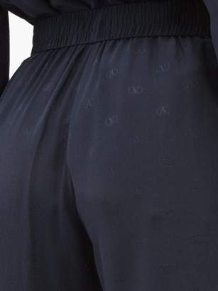 Valentino V-logo Jacquard Crepe Trousers - Navy
