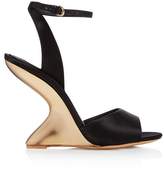 Thumbnail for your product : Ferragamo Women's Satin F-Wedge Ankle Strap Sandals