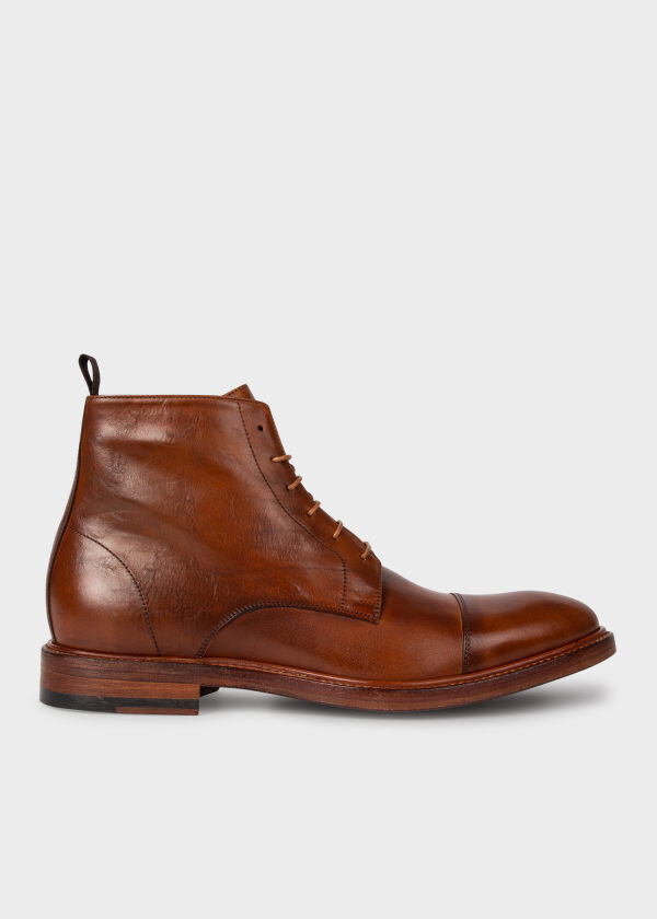 Paul Smith Men's Tan Calf Leather 'Jarman' Boots - ShopStyle