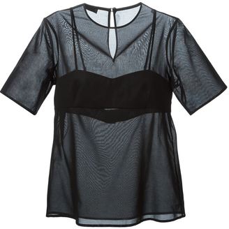 Alexander Wang T By bra insert sheer top - women - Cotton/Polyester - 4
