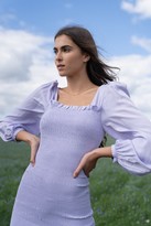 Thumbnail for your product : LIENA Shirred Mini Dress Long Sleeves in Lilac