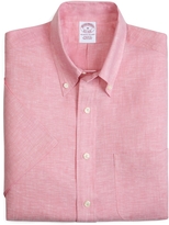 Thumbnail for your product : Brooks Brothers Regular Fit Solid Linen Short-Sleeve Sport Shirt
