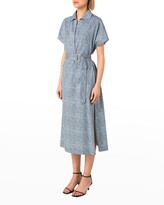 Thumbnail for your product : Akris Punto Leopard-Print Belted Cotton Twill Midi Shirtdress
