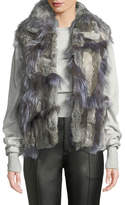 Thumbnail for your product : Adrienne Landau Short Patchwork Fur Vest