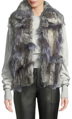 Adrienne Landau Short Patchwork Fur Vest