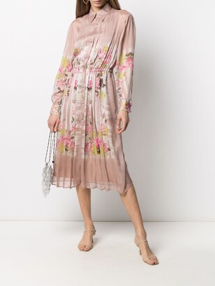 Alberta Ferretti Floral-Print Plisse Dress