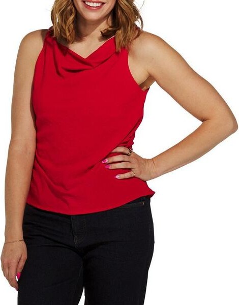 Gilli Women's Draped Cowl Neck Tank Top Small Red