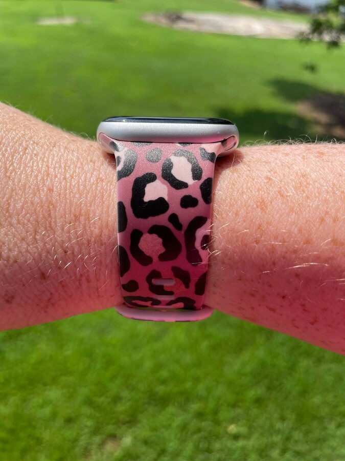 Dark Pink Leopard Watch Band Compatible With Apple Samsung Garmin